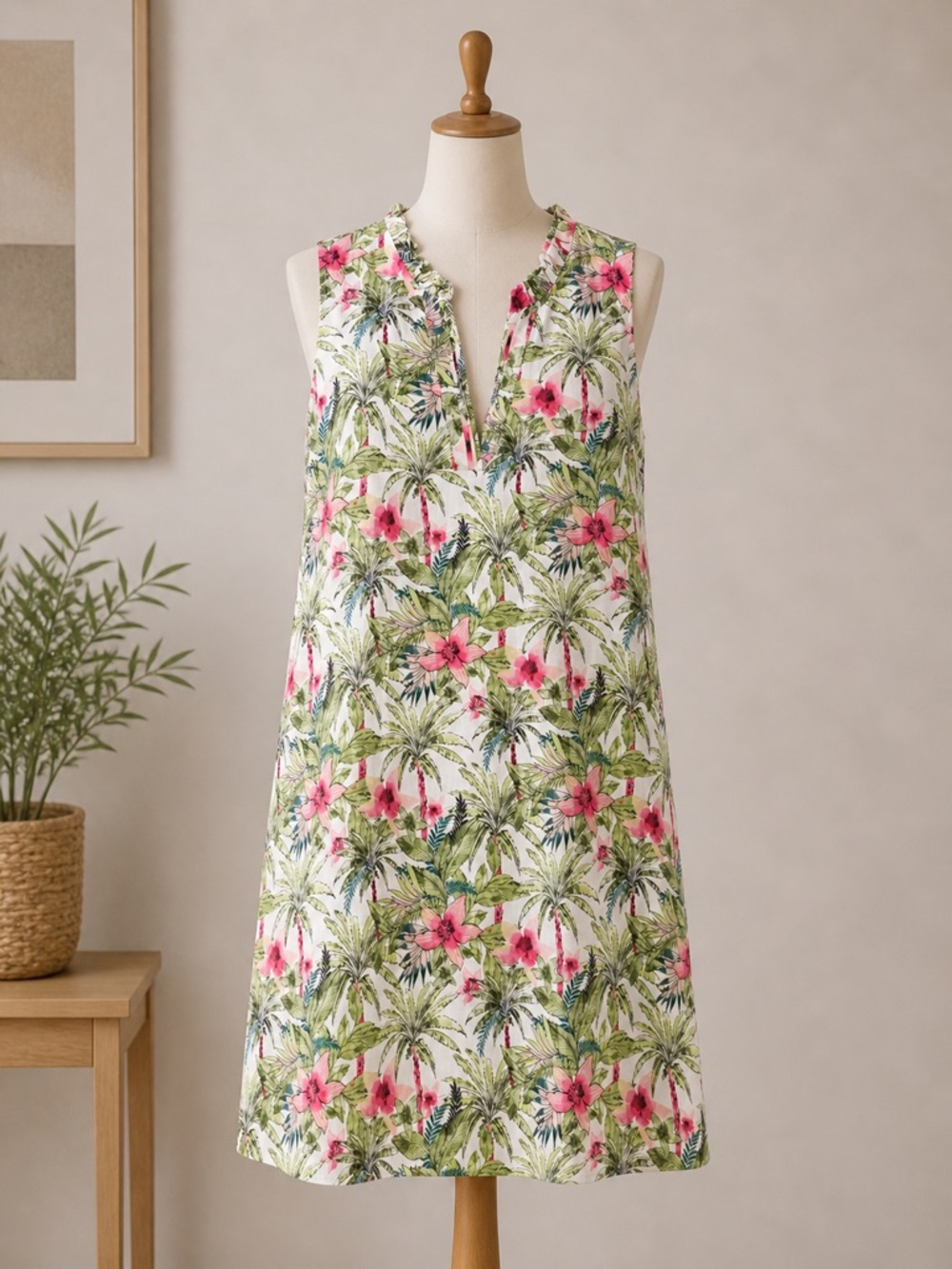 Tommy Bahama Tropical Floral Linen Blend Mini Dress